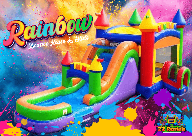 Rainbow Bounce House with Slide