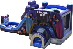 Gamer20Double20Lane20Combo20WetDry SL20white20background20 1 Gamer Bounce House with Slide