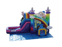 Unicorn20Rainbow20Combo20WetDry V SL20include20ground20Cove 1 Unicorn Bounce House with Slide