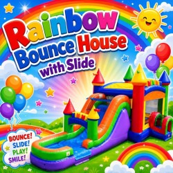 Rainbow Bounce House with Slide